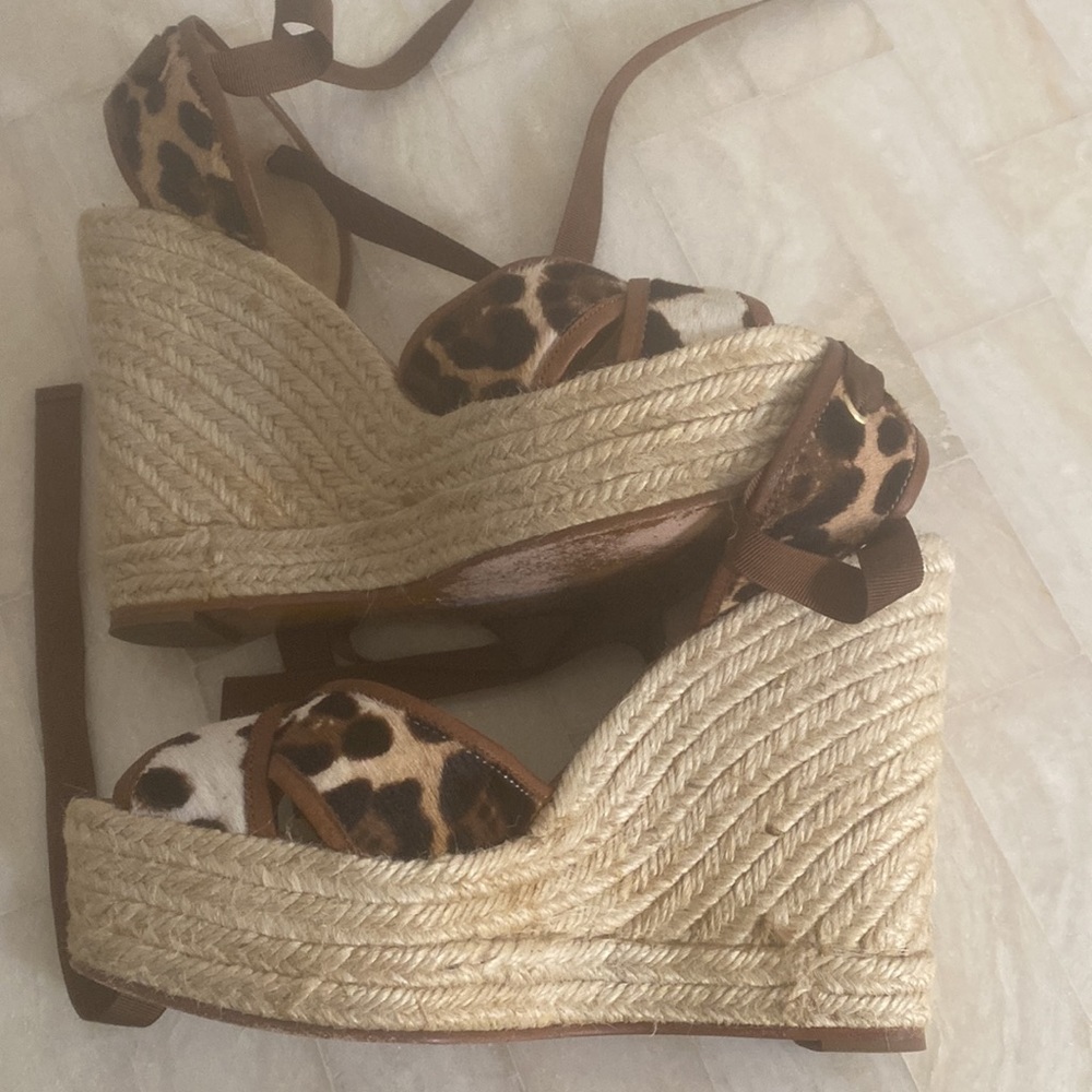 Dolce&Gabbana leopard print pony hair, leather sandals, s 39 - Picture 5 of 12